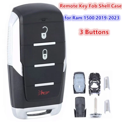 Smart Remote Key Fob Shell Case 3 Buttons for RAM 2019 2020 2021 2022 2023 1500 — 第 1/4 张图片