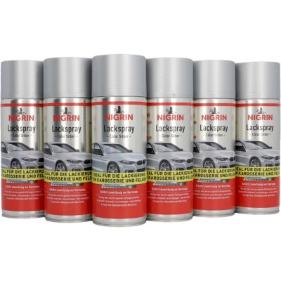 6x 400ml Lackspray Color Silber NIGRIN Farblack Autolack Spraydose Sprühlack - Bild 1 von 4