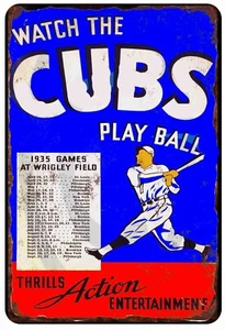 Chicago Cubs Baseball Scorecard 1935 Vintage Classic All Metal Tin Sign 8 x 12 - Picture 1 of 1