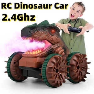RC Dinosaur Truck Car Waterproof Water & Land w/ Light Spray Sound Function Kids - Picture 1 of 8