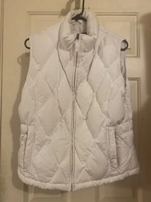 Chaleco Eddie Bauer Mujer Grande Acolchado Crema Plumón de Ganso Bolsillos Cremallera Completa Foto 1 de 4