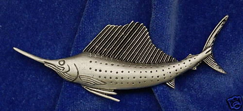 Prendedor de pez vela de peltre Empire Foto 1 de 1