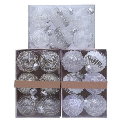 Palline di Natale in plastica trasparente addobbi 8 cm per albero e scene di fes - Immagine 1 di 4