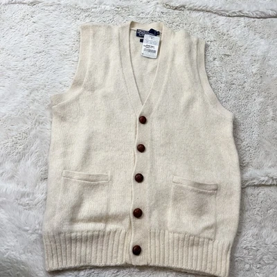 Vintage Polo by Ralph Lauren Wool Button-Up Vest – Size M NWT ! Cream - Image 1 of 4