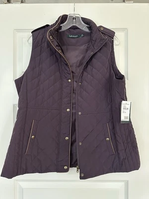 Nuevo Con Etiquetas Lauren Ralph Lauren Mujer Chaleco Berenjena Foto 1 de 4