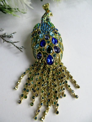 Broche Heidi Daus Let Down Your Feathers Cristal Pavo Real Nuevo en Caja Foto 1 de 4