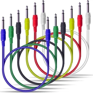 Classic Audio Patch Lead Set 6.3mm Mono Jack Plug 6pcs Coloured 0.3m - Picture 1 of 5
