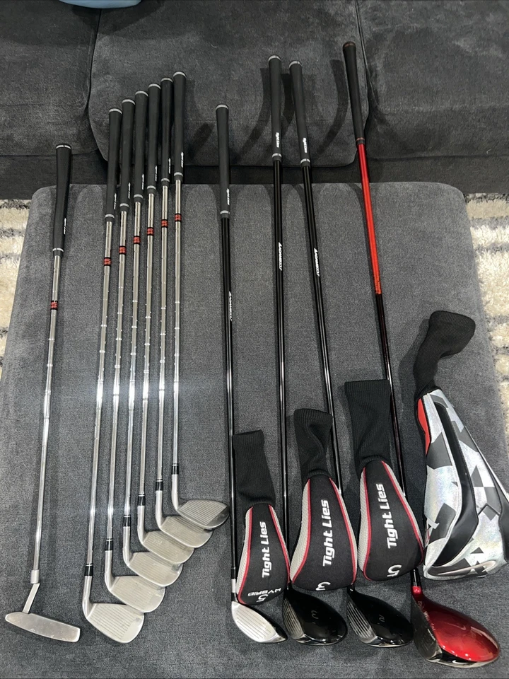 Adams Tight Lies Left Handed, 6-SW, 3 Wood, 5 Wood, 5 Hybrid And Nike VRS Driver - Image 1 of 4