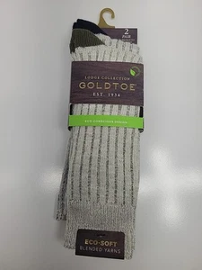 NUEVO 2 PARES DE CALCETINES DE COLECCIÓN LODGE PUNTERA DORADA PARA HOMBRE TALLA 6-12.5 GTMCS2 - Imagen 1 de 2