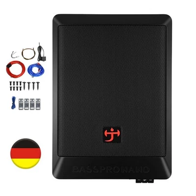 10" Untersitz Aktiv Subwoofer mit Kabelset Auto Bassbox Kompakt Lautsprecher KFZ - Bild 1 von 4