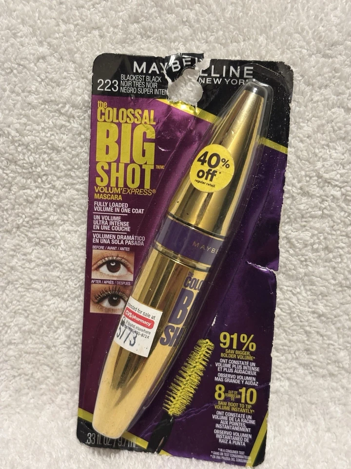 Nuevo The Maybelline The Colossal Big Shot Volume Express Shade 223 Blackest Black Foto 1 de 1
