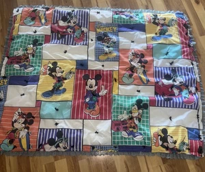 Mickey Mouse Minnie Quilt Vintage BRIGHT 80's Sunglasses Quilt Fabric 52x40 - Picture 1 of 8