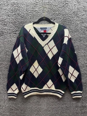 Vintage 90's Tommy Hilfiger Argyle Knitted Pullover Sweater Multicolor Womens S - Image 1 of 4