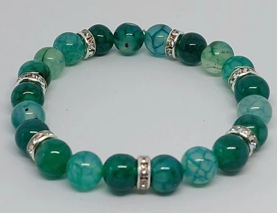 Naturstein Perlen Armband Grüner Achat 8mm Schmucksteinperlen/Halbedelsteinperle - Bild 1 von 4