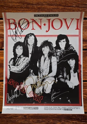 Póster de evento firmado por Bon Jovi***Resbaladizo cuando está mojado***5 miembros Foto 1 de 4