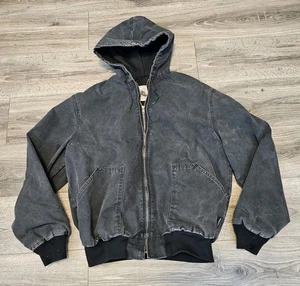 Walls Black Duck Canvas Jacket Mens XL Tall Work Stains Hooded Distressed - Picture 1 of 15