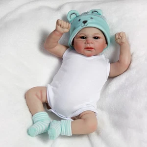 16" Handmade Reborn Baby Dolls Cute Boy Vinyl Silicone Lifelike Newborn Doll Toy - Picture 1 of 8