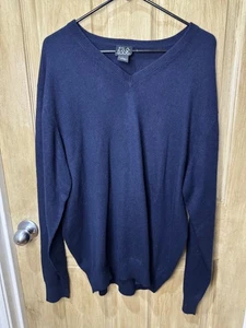 Joseph A Bank Travellers Collection Pullover 100 % Kaschmir blau V-Ausschnitt Large - Bild 1 von 3