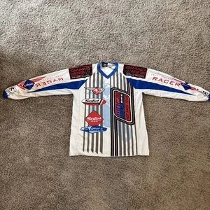 Vintage Motocross Jersey Shirt Boys Large White Sporttrax 90s BMX Bike - Picture 1 of 5