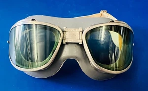 US NAVAL AVIATOR’S MKII PILOT FLYING GOGGLES W/GREEN LENSES - Picture 1 of 11