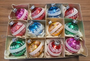 12 DDR Weihnachtskugeln Christbaumkugeln Glas bunt #BS024 - Bild 1 von 1