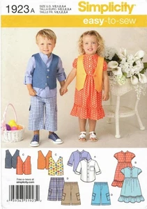 Simplicity Sewing Pattern 1923 Toddler Shirt Dress Vest Shorts Sizes 1/2-4 UNCUT - Picture 1 of 6