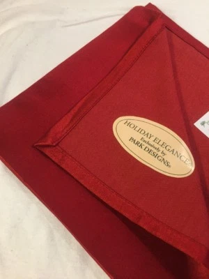 Multiples! Park Designs RED SATIN Holiday Elegance 18x18 napkins Made in India - Image 1 of 4