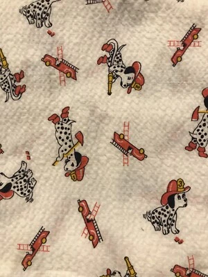 Vintage Seersucker Unused/Unwashed Textured Fabric ~ 90 cm W - Firemen Puppies - Image 1 of 4