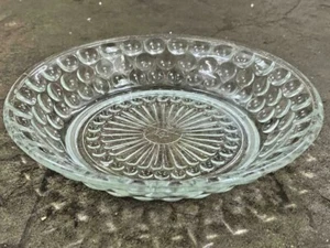 OLD VINTAGE RARE BEAUTIFUL CLEAR BUBBLE GLASS CARNIVAL PLATE / TRAY, JAPAN - Picture 1 of 12