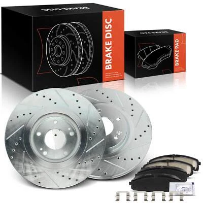 6 передних сверленных тормозных дисков и керамических тормозных колодок для Kia Sedona 2015-2020 3,3 л - Изображение 1 из 4