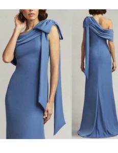 Tadashi Shoji CASSIA SCHLEIFE-SCHULTER KREPP KLEID, Gr. 4, Neu - Bild 1 von 6