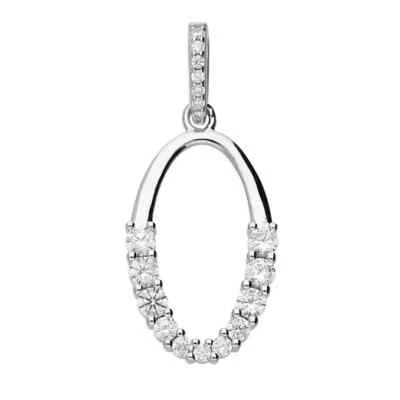 Mezza Zircone Pendente Ovale Argento Sterling 925 Marcato Tutti Catena Lunghezze - Immagine 1 di 3