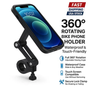 Soporte de Celular Bicicleta Moto 360° Impermeable Tactil de Manubrio Ajustable - Picture 1 of 13