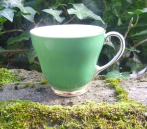 Vintage Royal Grafton Green Coffee Cup Harlequin Style Bone China Demitasse - Picture 1 of 7