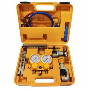 HVAC Refrigeration Tool Kit - Manifold, Hoses, Flaring Tools, Cutter, Debur. - Picture 1 of 11