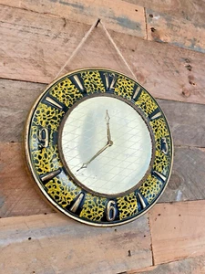 MID CENTURY 60'S WEST GERMAN POTTERY WALL CLOCK KITCHEN OFFICE PROP NOT WORKING - Picture 1 of 12