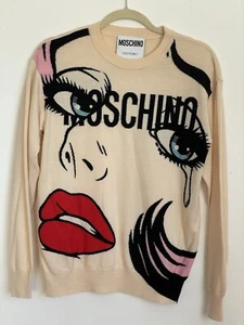 Moschino sweater with comic-style design. 100% virgin wool, made in Italy. XS - Picture 1 of 7