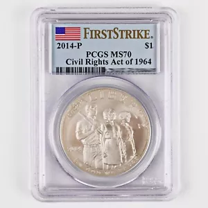 2014-P $1 Civil Rights Act of 1964 Commemorative PCGS MS70 First Strike -N - Picture 1 of 2