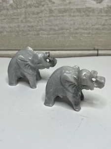 Hand Carved Stone Elephant Pair - 3”x2”x1.5” - Grey Stone  - Bild 1 von 7