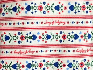 Vtg LANZ OF SALZBURG Flannel Fabric Red Blue Floral Hearts 3 yds x 44" W - Picture 1 of 3