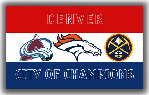 Denver City Of Champions Flag 90x150cm 3x5ft Avalanche Broncos Nuggets Banner Cover