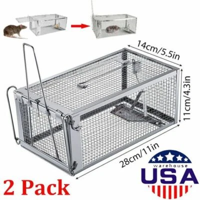 2 Pack Rat Trap Cage Live Animal Pest Rodent Mouse Control Catch Hunting Traps