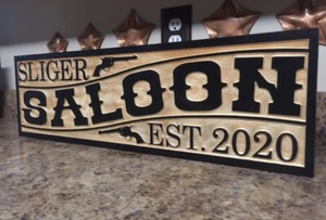 Personalized Old West Saloon House Sign Rustic Bar Sign Fathers Day Gift - Picture 1 of 6