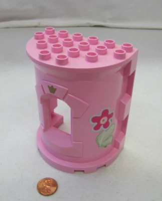 Rare Lego Duplo Vintage Princess Pink Castle Wall With Floral Lithos #4820 #2 - Image 1 of 4