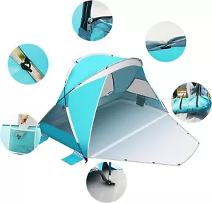 FATSINDE Portable Beach Tent, Sun Shade UPF50 + Waterproof Lightweight Turquoise - Picture 1 of 7