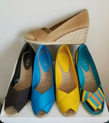RALPH LAUREN CECILIA CUTE ESPADRILLES WEDGES US 5.5 6 7 9.5 I LOVE SHOES - Image 1 of 4