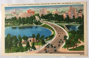 Wilshire Blvd General Douglas Macarthur Park Los Angeles Ca Postcard - Picture 1 of 2