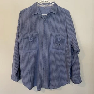 Gitano VTG Men’s Button Up Long Sleeve Stripe Shirt Blue Size XL 90s Y2K READ - Picture 1 of 8