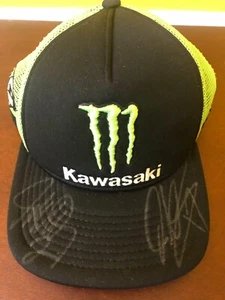Monster Kawasaki 2017 exklusive Mütze SIGNIERT Jeremy McGrath #2 Joe Savatgy #17 LOA - Bild 1 von 10