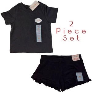 Garanimals Infant Baby Girls' 2 Pc Black Summer Shorts Top Outfit Set Sz 3-6M - Picture 1 of 1